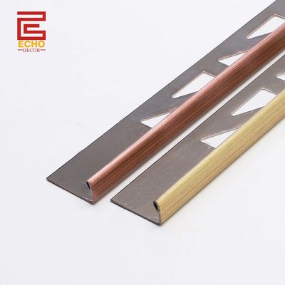 qualità  Outdoor Straight Stainless Steel Tile Trim Flat Metal Edge Trim 10mm fabbrica