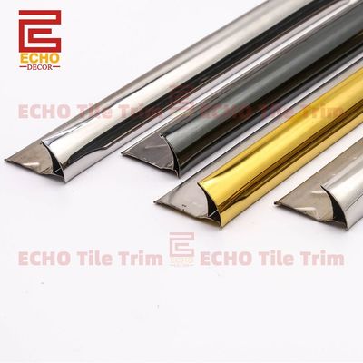 Basso MOQ Quarto Metallo Rotondo Piastrelle in acciaio inossidabile Trim oro 2,5 m