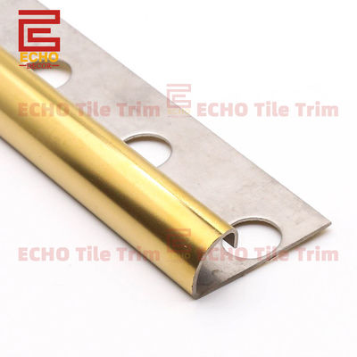 Moderno metallo oro bullnose bordo piastrella trima piastrella angolo bordo 12mm